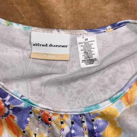 Alfred‎ Dunner Women 2XL Spring Floral Embellishment 3/4 Sleeve Blouse (O) - Picture 4 of 5